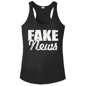 Distressed Fake News Logo Ladies PosiCharge Competitor Racerback Tank