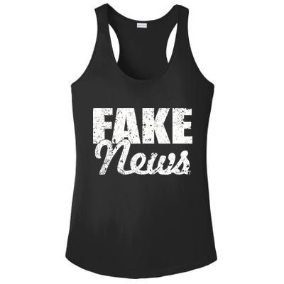 Distressed Fake News Logo Ladies PosiCharge Competitor Racerback Tank