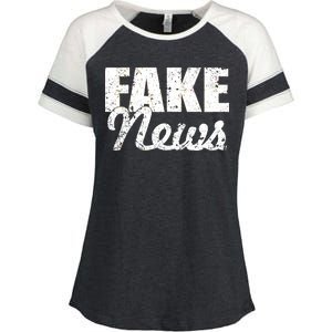 Distressed Fake News Logo Enza Ladies Jersey Colorblock Tee