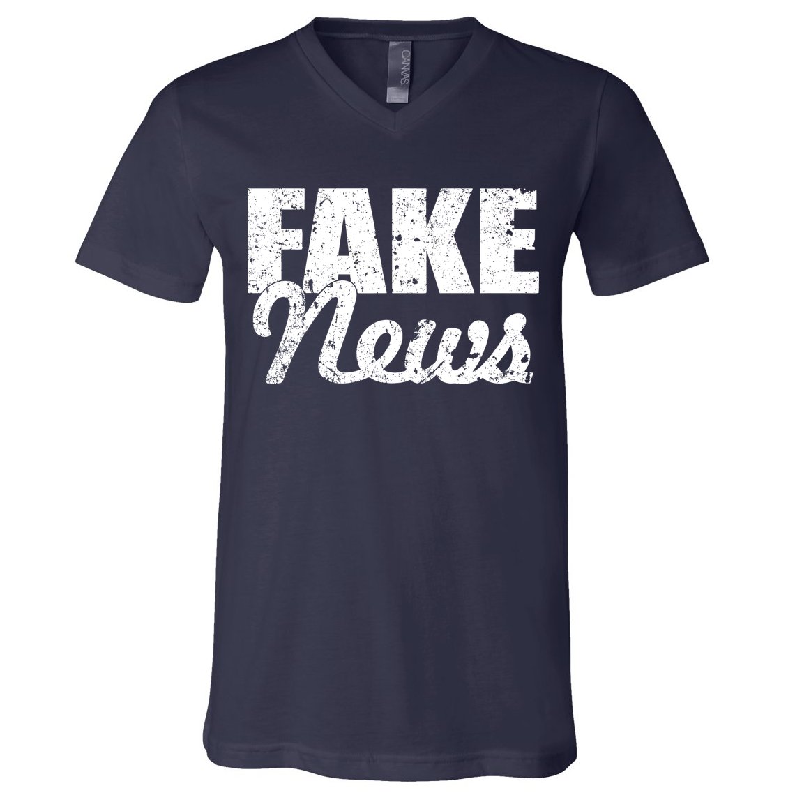 Distressed Fake News Logo V-Neck T-Shirt