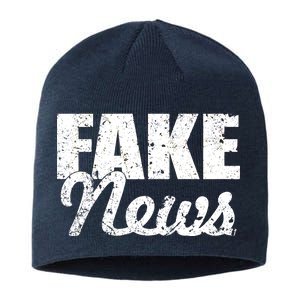 Distressed Fake News Logo Sustainable Beanie