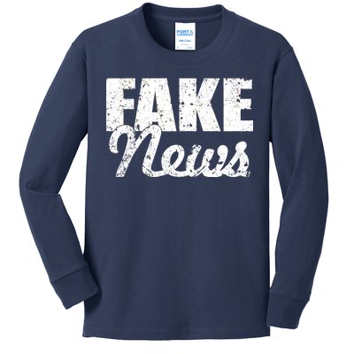 Distressed Fake News Logo Kids Long Sleeve Shirt