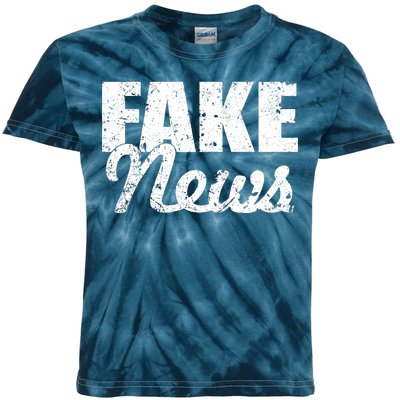 Distressed Fake News Logo Kids Tie-Dye T-Shirt