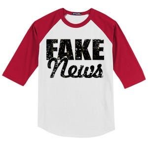 Distressed Fake News Logo Kids Colorblock Raglan Jersey