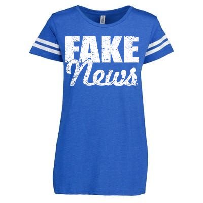 Distressed Fake News Logo Enza Ladies Jersey Football T-Shirt