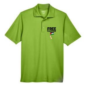 Distressed Free Palestine Waving Flag Men's Origin Performance Pique Polo