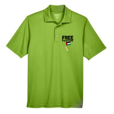 Distressed Free Palestine Waving Flag Men's Origin Performance Piqué Polo