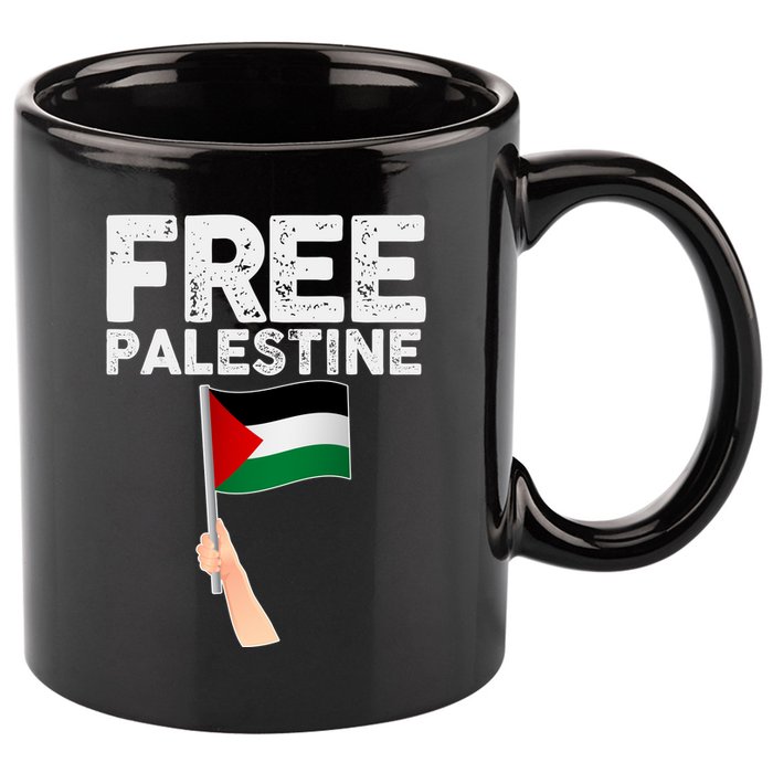 Distressed Free Palestine Waving Flag 11oz C Handle Ceramic Mug