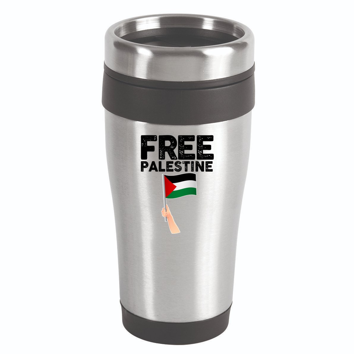 Distressed Free Palestine Waving Flag 16oz Travel Tumbler