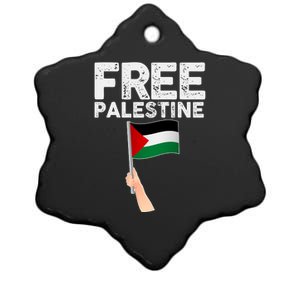 Distressed Free Palestine Waving Flag Ceramic Star Ornament