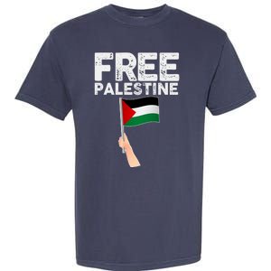 Distressed Free Palestine Waving Flag Garment-Dyed Heavyweight T-Shirt