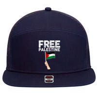 Distressed Free Palestine Waving Flag 7 Panel Mesh Trucker Snapback Hat