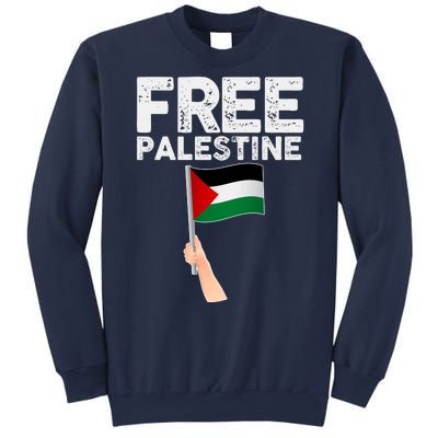 Distressed Free Palestine Waving Flag Sweatshirt