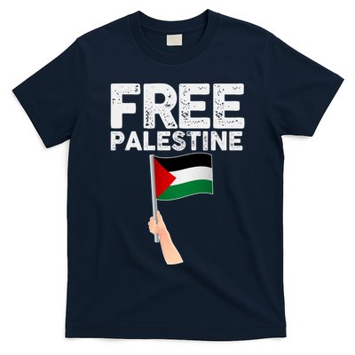 Distressed Free Palestine Waving Flag T-Shirt
