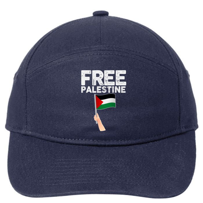 Distressed Free Palestine Waving Flag 7-Panel Snapback Hat