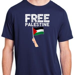 Distressed Free Palestine Waving Flag Adult ChromaSoft Performance T-Shirt