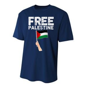 Distressed Free Palestine Waving Flag Performance Sprint T-Shirt