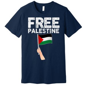 Distressed Free Palestine Waving Flag Premium T-Shirt