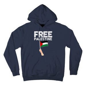 Distressed Free Palestine Waving Flag Tall Hoodie