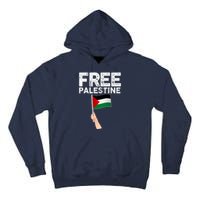 Distressed Free Palestine Waving Flag Tall Hoodie