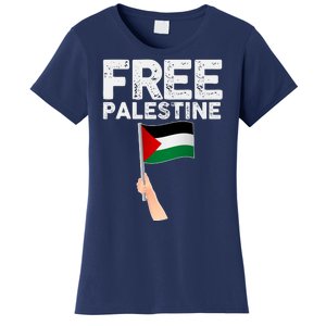 Distressed Free Palestine Waving Flag Women's T-Shirt