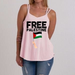 Distressed Free Palestine Waving Flag Women's Strappy Tank