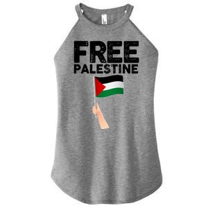 Distressed Free Palestine Waving Flag Women's Perfect Tri Rocker Tank