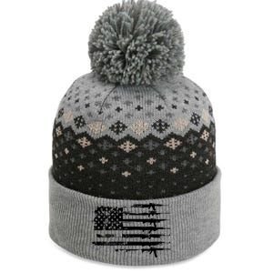 Distressed Gun Riffle US Flag The Baniff Cuffed Pom Beanie