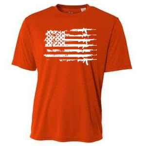 Distressed Gun Riffle US Flag Cooling Performance Crew T-Shirt