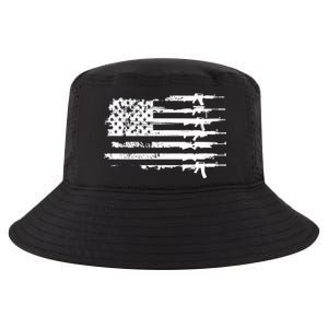 Distressed Gun Riffle US Flag Cool Comfort Performance Bucket Hat