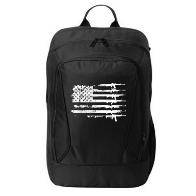 Distressed Gun Riffle US Flag City Backpack