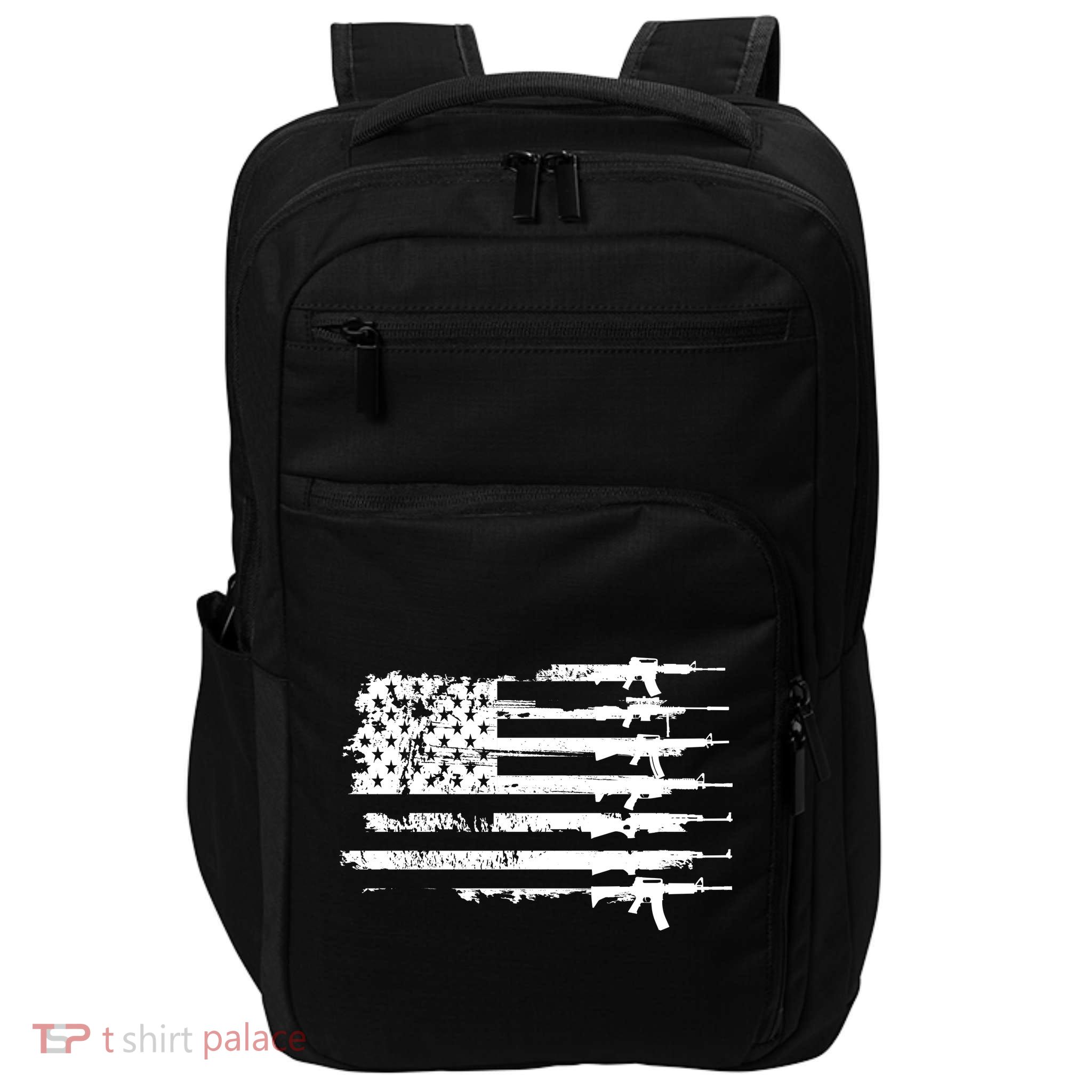 Distressed Gun Riffle US Flag Impact Tech Backpack