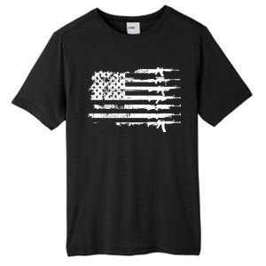 Distressed Gun Riffle US Flag Tall Fusion ChromaSoft Performance T-Shirt