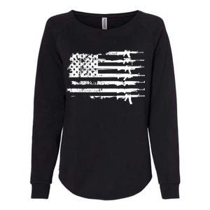 Distressed Gun Riffle US Flag Womens California Wash Sweatshirt