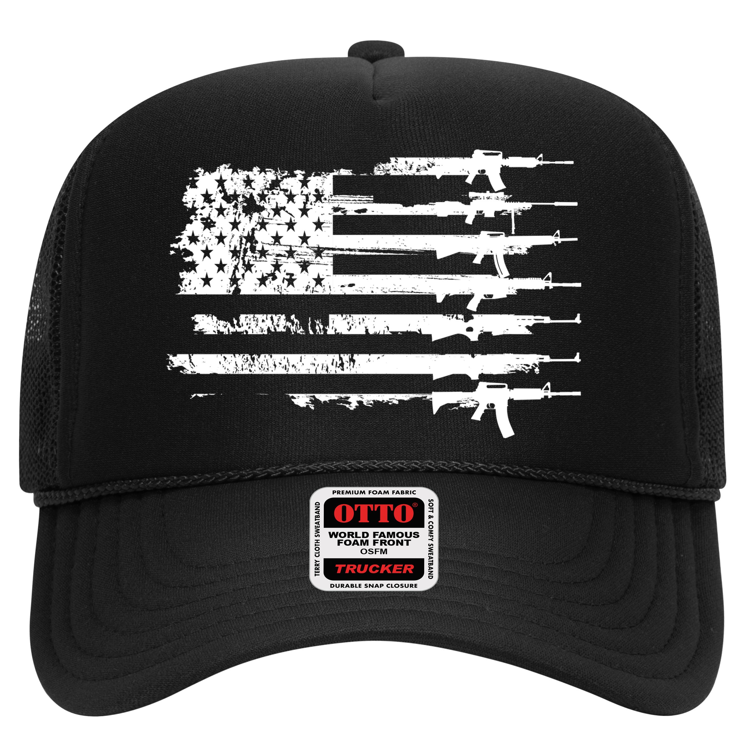 Distressed Gun Riffle US Flag Hat