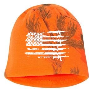 Distressed Gun Riffle US Flag Kati - Camo Knit Beanie