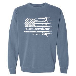 Distressed Gun Riffle US Flag Garment-Dyed Sweatshirt