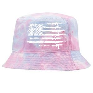 Distressed Gun Riffle US Flag Tie-Dyed Bucket Hat