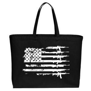 Distressed Gun Riffle US Flag Cotton Canvas Jumbo Tote