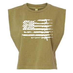 Distressed Gun Riffle US Flag Garment-Dyed Women's Muscle Tee