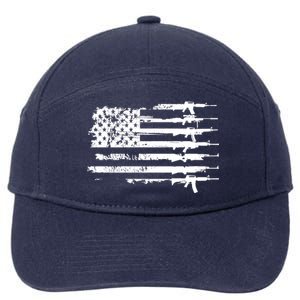 Distressed Gun Riffle US Flag 7-Panel Snapback Hat