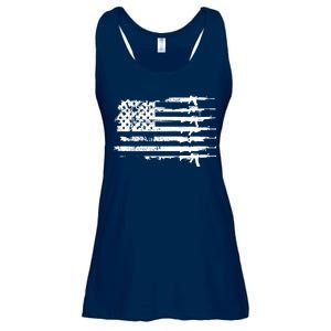 Distressed Gun Riffle US Flag Ladies Essential Flowy Tank