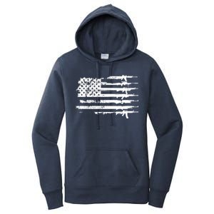 Distressed Gun Riffle US Flag Women's Pullover Hoodie