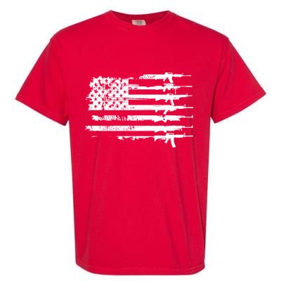 Distressed Gun Riffle US Flag Garment-Dyed Heavyweight T-Shirt