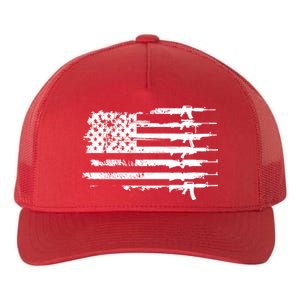 Distressed Gun Riffle US Flag Yupoong Adult 5-Panel Trucker Hat