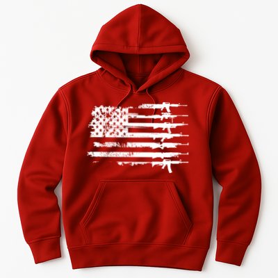 Distressed Gun Riffle US Flag Hoodie