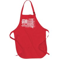 Distressed Gun Riffle US Flag Full-Length Apron With Pockets