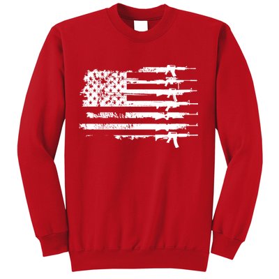 Distressed Gun Riffle US Flag Sweatshirt