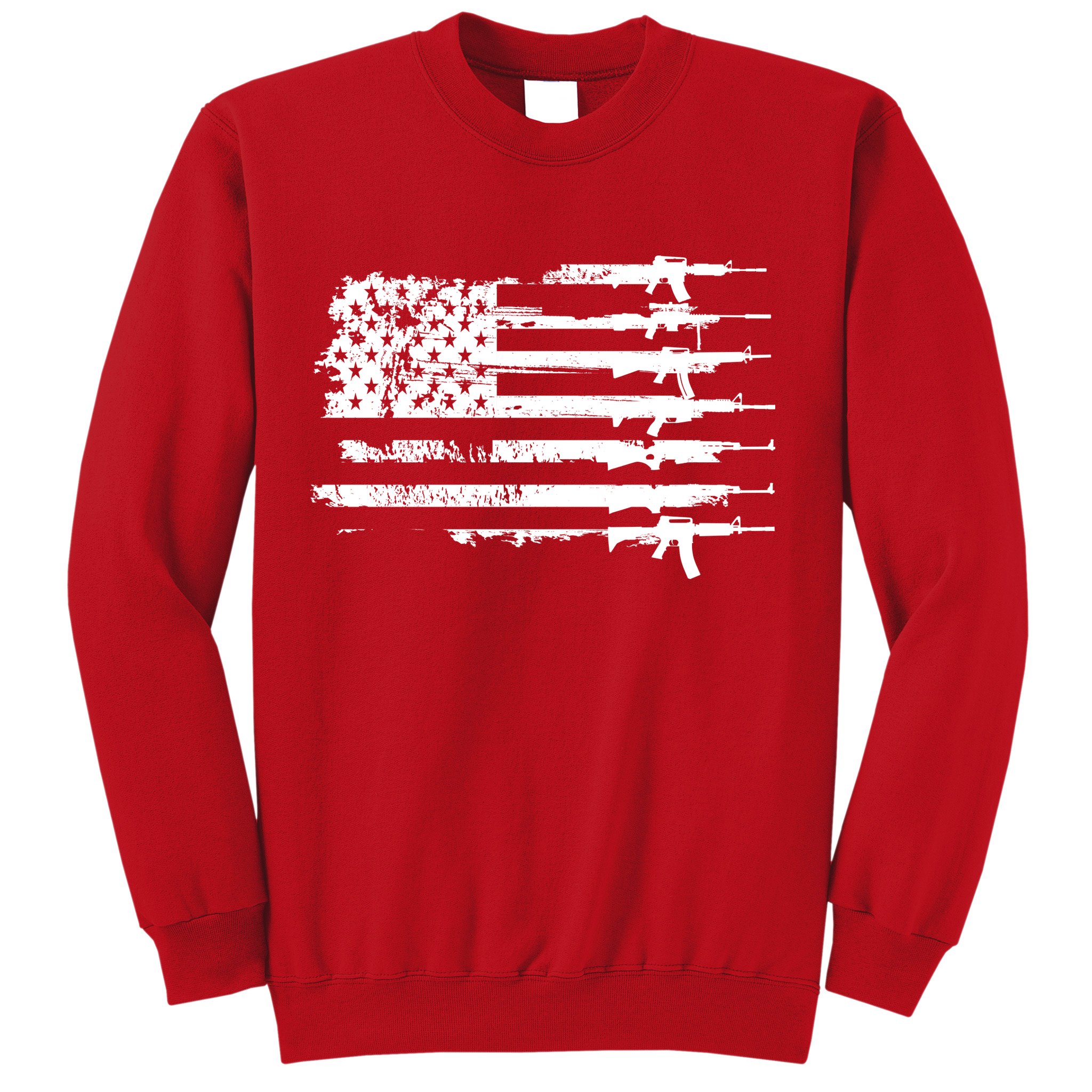 Distressed Gun Riffle US Flag Sweatshirt