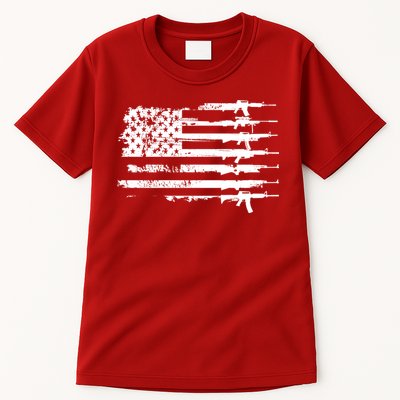 Distressed Gun Riffle US Flag Tall T-Shirt